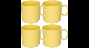 Plasticforte onbreekbare Drinkbekers - 8x - kunststof - 320 ml - geel - kinderen - camping - mokken