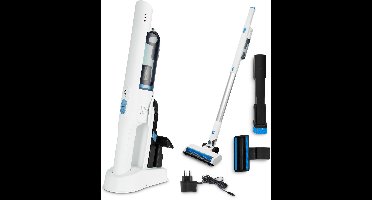 MEDION 2-in-1 handstofzuiger met zuigbuis en vloerborstel (BLDC-motor, HEPA-13 filter, filtering van stof en allergenen, sterke zuigkracht van 20 kPa, accu, laadstation, draadloos), MD11515, wit
