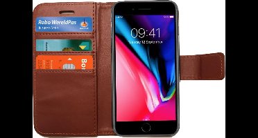 Hoesje geschikt voor Apple iPhone 8 Book Case Portemonnee - Cover voor 3 Pasjes Bruin