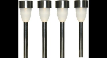 Tuinlamp LED solar - 15x - warm wit - RVS/kunststof - 26 cm - type Nova