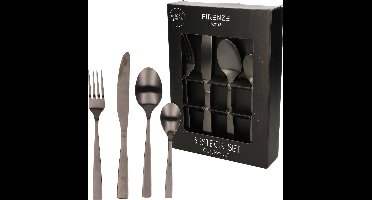 32-delige RVS bestekset glans zwart voor 8 personen - Tafelbestek voor ontbijt lunch en diner