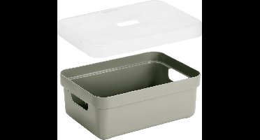 Sunware Opbergboxen met transparante deksel - 2x stuks - kastmanden - lichtgrijs - 9 liter - kunststof - 35 x 25 x 12 cm - Opbergers