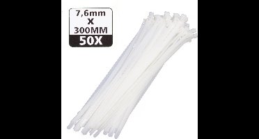 Hofftech Hersluitbare kabelbinders - 7.6 x 300 mm - wit - set van 50 stuks