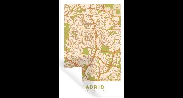 Muurstickers - Sticker Folie - Madrid - Vintage - Stadskaart - Plattegrond - Kaart - 20x30 cm - Plakfolie - Muurstickers Kinderkamer - Zelfklevend Behang - Zelfklevend behangpapier - Stickerfolie