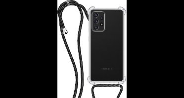 Hoesje - Geschikt voor Samsung Galaxy A53 - Met Koord - Shock Proof - Siliconen Case - Back Cover - Telefoonkoord - Telefoon Hoes Shockproof - Telefoonketting - Transparant