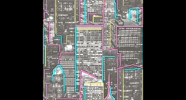 Noordwand - Good - Vibes - Behang - Skyscrapers - Glow - in - Dark - grijs