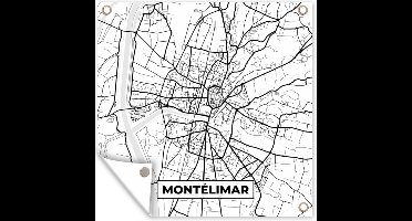Tuinposters Montélimar - Frankrijk - Plattegrond - Stadskaart - Kaart - Zwart wit - 50x50 cm - Tuindoek