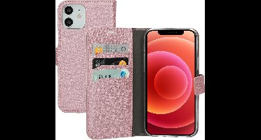 Mobiparts hoesje geschikt voor Apple iPhone 12/12 Pro - Saffiano Wallet/Portemonnee hoesje - Magneet Sluiting - 3 Opbergvakken - Roze