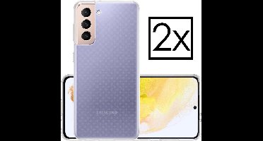 Hoesje - 2 Stuks - Geschikt voor Samsung Galaxy S21 - Sterk & Shockproof - Case Siliconen - Back Cover - Telefoon Hoes - Transparant