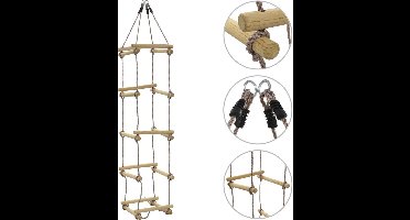 vidaXL - Touwladder - 200 - cm - hout