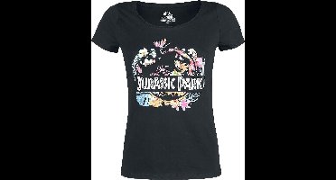 Jurassic Park Tropical Flower Dames T-shirt - zwart - XL