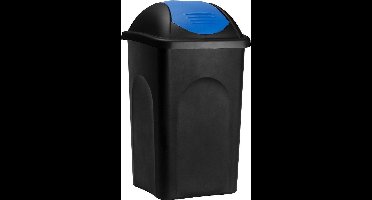 Deuba Vuilnisbak met Klapdeksel – 60 Liter Kunststof – Zwart Blauw