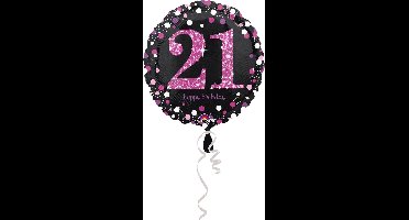 Qualatex - Folieballon 21 Jaar Sparkling Celebrations Roze 43 cm
