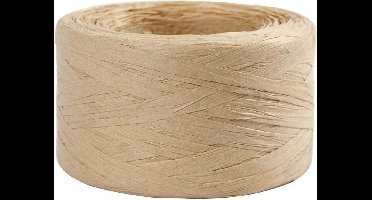Papier Raffia Garen, B: 7-8 mm, zandkleur, 100 m/ 1 rol