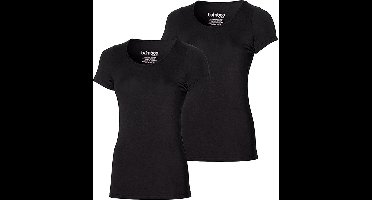 Apollo dames t-shirts korte mouw bamboo - ronde hals 2-pack - maat S - zwart