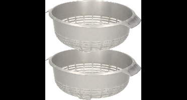 Plasticforte keuken vergiet - 2x stuks - kunststof - zilvergrijs - afgieten - breed model - 27 x 23 x 9 cm
