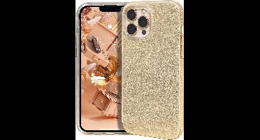 Hoesje Geschikt voor iPhone 14 Pro Glitter Siliconen backcover – Goud
