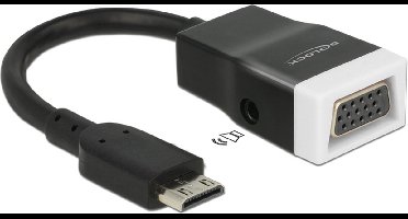 Premium Mini HDMI naar VGA + 3,5mm Jack adapter - compact / zwart - 0,15 meter