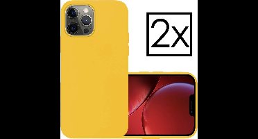 Hoesje - 2 Stuks - Geschikt voor Apple iPhone 14 Pro Max - Sterk & Shockproof - Case Siliconen - Back Cover - Telefoon Hoes - Geel