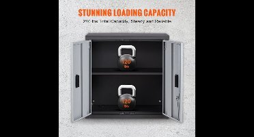 Wandkast - Kast - Locker - Opbergkast - Incl Slot En Sleutel - 54.5 Laadgewicht Per Plank - Kluis - 66 x 30.5 x 66 CM - Garage - Muurkast - Cabinet - Zwart