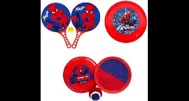Spiderman strand spelset; tennis, frisbee en vangspel met bal
