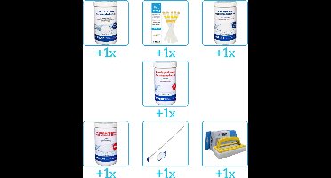 Zwembad Onderhoudspakket - Onderhoud Zwembad - bevat Chloor - Testrips - Chloor - PH-min - PH-plus - Schoonmaakset en Scrubborstel (7-delig)