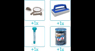 Zwembad Onderhoudspakket - Onderhoud Zwembad - bevat Scrubpad - Schepnet - Borstel - Scrubborstel - Thermometer en Filters (4-delig)