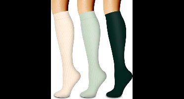 3 paar dubbele compressiesokken S/M - Voor mannen en vrouwen - Bloedcirculatie & ondersteuning - Ideaal voor sport, hardlopen en fietsen