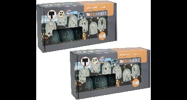 Pro Garden Feestverlichting lichtsnoer - 2x - blauw - 10 LED - warm wit - 270 cm - tuin feestlampjes