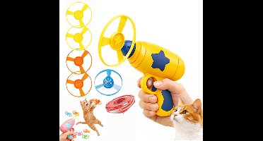 Apporteerspeelgoed voor katten - Interactieve, oplichtende vliegende schijfwerper en apporteerspeelgoed voor katten, speelgoed met propellers voor training en jacht, speelgoed voor katten en kittens met kleurrijke vliegende propellers