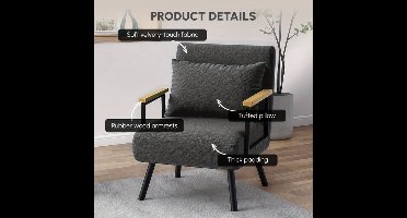 Loungestoel – Fauteuil – Relaxstoel – Zitzak – Stoel – Grijs – Memory Foam – Houten Frame