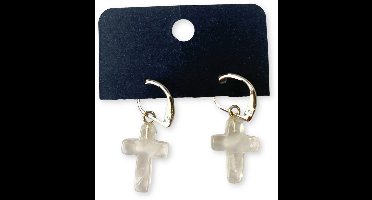 Bergkristal kruis oorbellen - fashion jewelry
