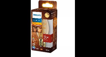 Philips Vintage LED - Dimbare lamp - 25W - Extra warmwit licht: 2200K - E14 fitting - Amberkleurig glas - Kaarslamp