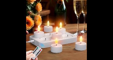 Pakket Van 6 LED-theelichtjes Met Timer, Oplaadbare Kaarsen, LED-theelichtje, Vlamloze Kaarsen, Flikkerend Kaarslicht, Nachtlampje, Elektrische Theelichtjes, Jeugdwijdingslantaarn, Tafellamp, Levend [Energieklasse D]