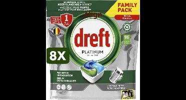 8 x Dreft Vaatwastabletten Platinum All In One Original - 96 stuks