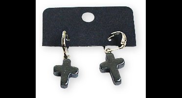 Hematiet kruis oorbellen - fashion jewelry