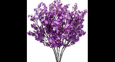 6 Bundels Kunstbloemen Gipskruid - Real Touch - Nepbloemen Zijden Bloemen Bulk - voor Vaas, Thuis, Kantoor, Bruiloft, Lente, Binnen, Buiten, Tafeldecoratie, Feestdecoratie, Paars