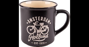 Campmug beker - Amsterdam - Zwart