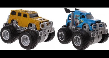 Jonotoys Monstertrucks 4x4 Drive 8,5 Cm Blauw/geel 2 Stuks