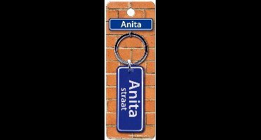 Paper Dreams Sleutelhanger Straatnaam Anita 9 Cm Staal Blauw