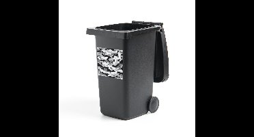 Container sticker Gecamoufleerd - Zwart-wit camouflage patroon Klikosticker - 40x40 cm - kliko sticker - weerbestendige containersticker