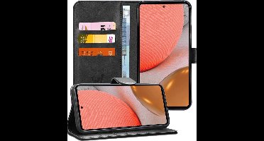 Hoesje geschikt voor Samsung Galaxy A72 - Book Case Kunstleer Wallet Cover Portemonnee Pasjeshouder Hoes Zwart