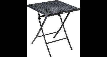 Casaria Klaptafel Polyrattan - 75x65x65 cm – Weerbestendig - Zwart