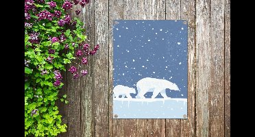 Tuin decoratie Een illustratie van twee ijsberen in de sneeuw - 30x40 cm - Tuindoek - Buitenposter