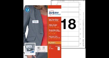 Naambadge Avery Polar 30x70mm - 10 x grijs met magneet