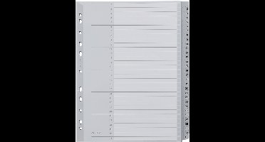 LEITZ kunststof tabbladen, cijfers, A4 overbreed, 1-5, grijs