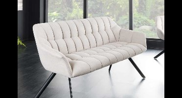 Eetkamerbank PAPILLON 165cm champagne beige met rugleuning zwart metalen frame - 43880