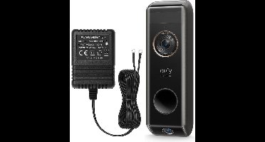 eufy Security Video Deurbel Dual 2 Pro +Hoogwaardige AC/AC Adapter – met 6 meter kabel– Video Doorbell- 2K HD – Dubbele Camera's – Pakketdetectie – Gezichtsherkenning – Batterijgevoed - LET OP, werkt NIET zonder homebase 2 of 3