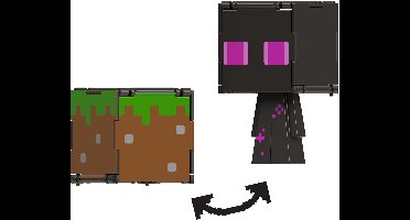 Mattel Minecraft Flippin Action Figure Enderman & Grass Block Action Figuur