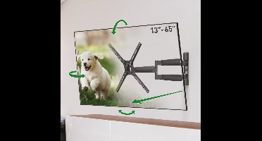 Barkan 53,5 cm lange tv-muurbeugel, 13-65 inch draaibaar/kantelbaar/volledig beweegbaar luxe tv-beugel, belastbaar tot 36 kg, extra lange extensie, voor LED OLED LCD, max. VESA 400x400